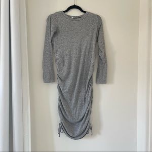 Pink Blush Heather Grey Ruched Drawstring Accent Maternity Dress - size Small